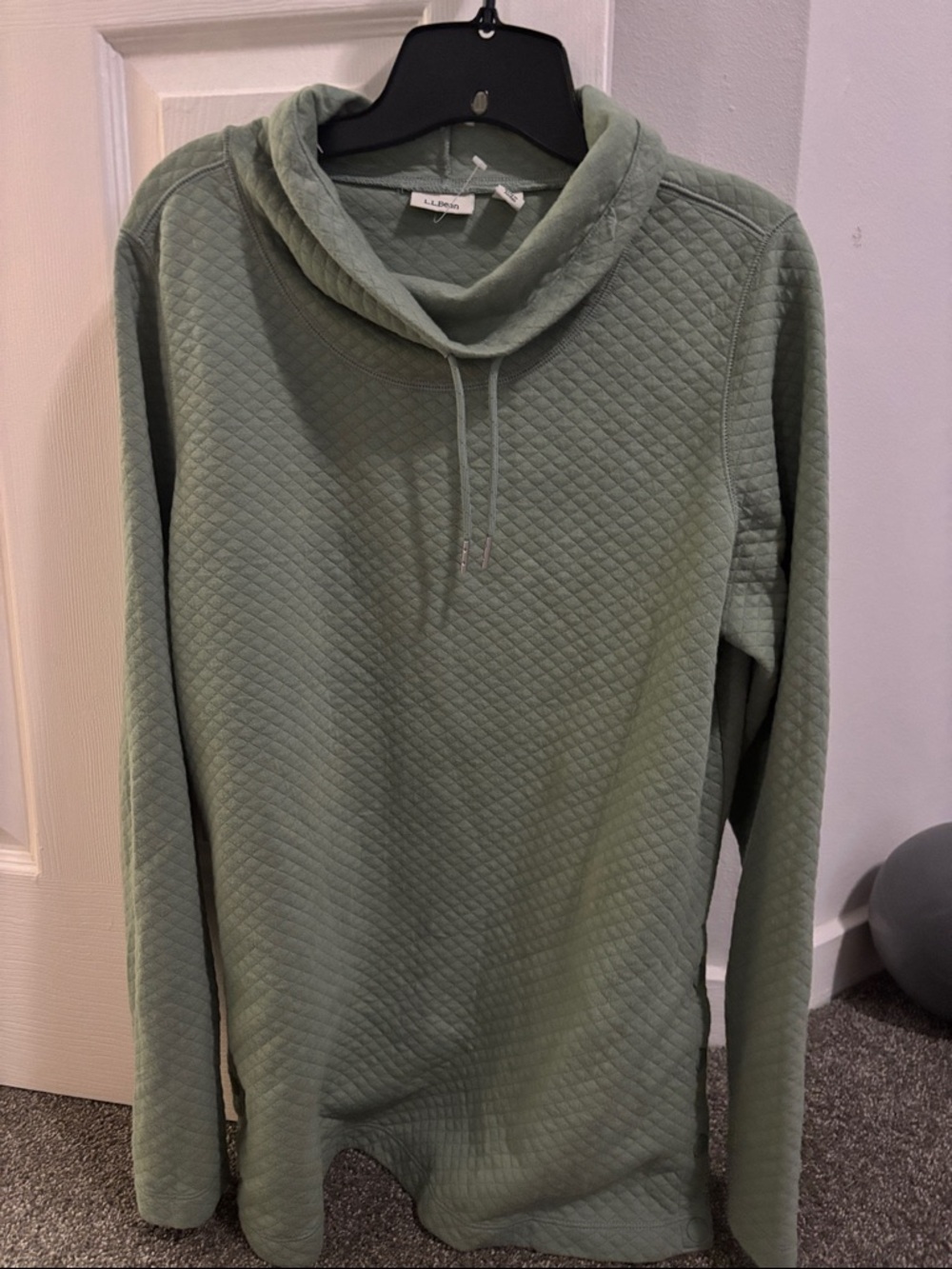 L.L. Bean Quilted Cowl Neck Sweater in Sage